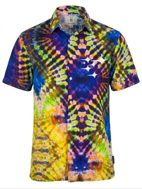 Strivers Camp Magical Tee Tie-Dye Short Sleeve Button Shirt Multicolor S Medium